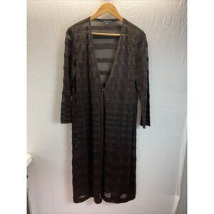 Misook Women’s Brown Striped Knit Open Front Cardigan Duster Size M